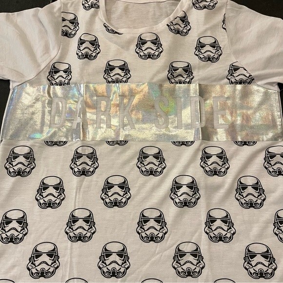 Star Wars Stormtrooper Dark Side Foil Front Short Sleeve T-Shirt Top - Picture 5 of 5